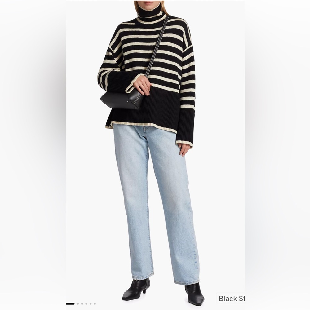 NWT Toteme Signature Stripe Turtleneck Sweater Black Stripe Size XSP